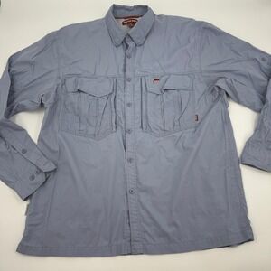 Simms COR3 Fishing Shirt Mens XL Blue Gray Long Sleeve Vented Cotton Button Up